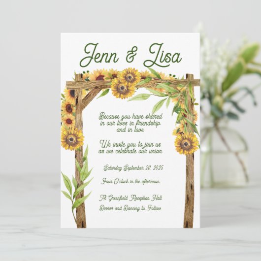 Uitnodiging tot weddenschap op de rustige zonneblo (Staand voorkant)