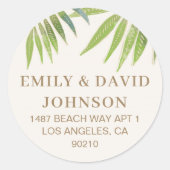 Uitnodiging tot weddenschap over de zomerpalm ronde sticker (Voorkant)