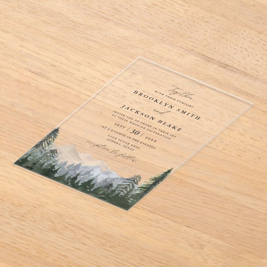 Uitnodiging tot weddenschap over Rustige bergdenbo Acryl Uitnodigingen (Laagn)