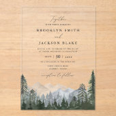 Uitnodiging tot weddenschap over Rustige bergdenbo Acryl Uitnodigingen (Voorkant)