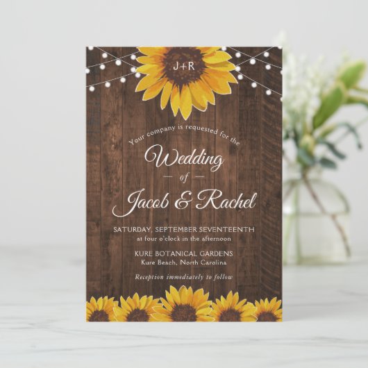 Uitnodiging tot weddenschap tussen Rustic Sunflowe (Staand voorkant)