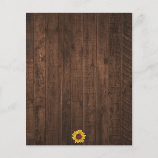 Uitnodiging tot weddenschap tussen Rustic Sunflowe (Achterkant)