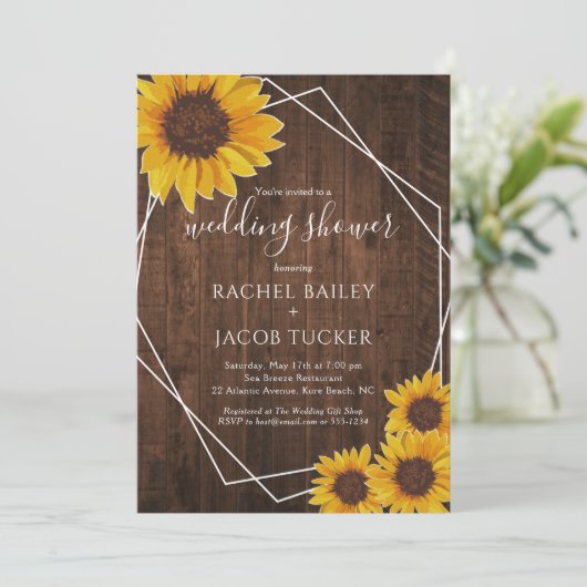 Uitnodiging tot weddenschap tussen Rustic Sunflowe (Staand voorkant)