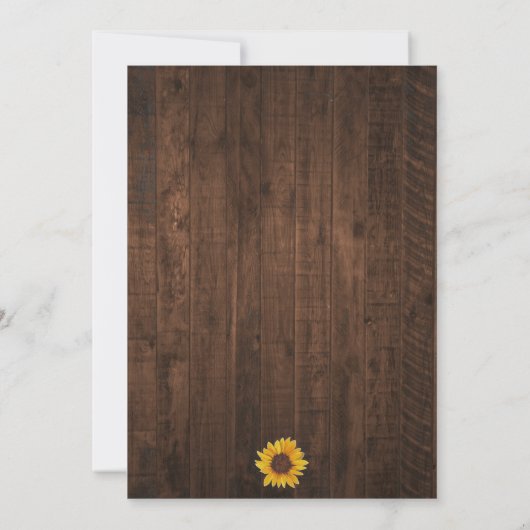 Uitnodiging tot weddenschap tussen Rustic Sunflowe (Achterkant)