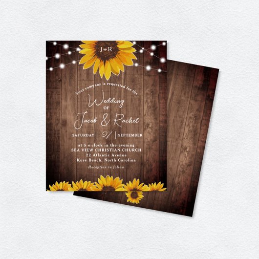 Uitnodiging tot weddenschap tussen Rustic Sunflowe