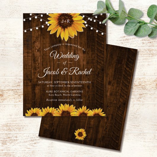 Uitnodiging tot weddenschap tussen Rustic Sunflowe