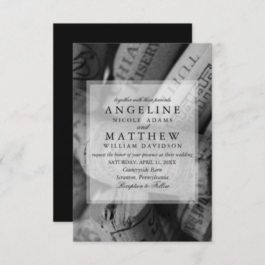 Uitnodiging tot weddenschap tussen Rustic Wine Cor (Voorkant / Achterkant)