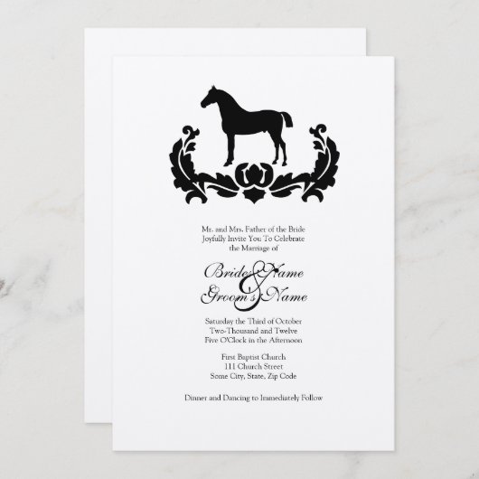 Uitnodiging tot weddenschap tussen zwarte en witte (Voorkant / Achterkant)