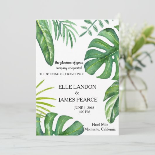 Uitnodiging tot weddenschap van Palm Fronds (Staand voorkant)