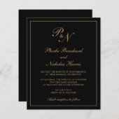 Uitnodiging tot weddenschappen in Monogram Black e (Voorkant / Achterkant)