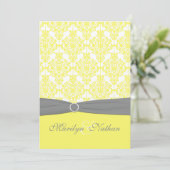 Uitnodiging tot weddenschappen met geel en grijs (Staand voorkant)