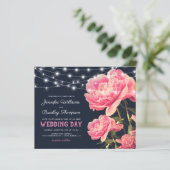 uitnodiging tot weddenschappen met roze en zeemac (Staand voorkant)