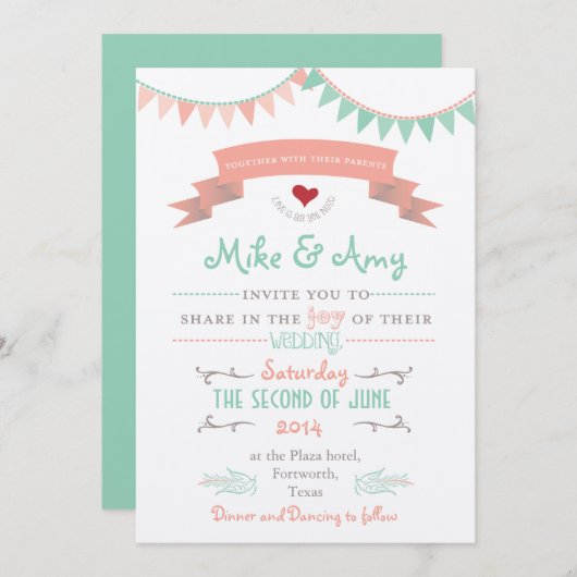 uitnodiging tot weddenschappen met Whimsical (Voorkant / Achterkant)