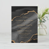 Uitnodiging tot weddenschappen met zwarte en goude (Staand voorkant)