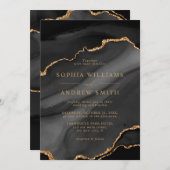 Uitnodiging tot weddenschappen met zwarte en goude (Voorkant / Achterkant)