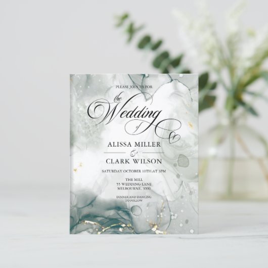 Uitnodiging tot weddenschappen via Waterverf en zw (Staand voorkant)