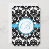 Uitnodiging tot weduwen van Bright Aqua Damask Hea (Voorkant)