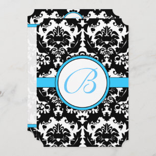 Uitnodiging tot weduwen van Bright Aqua Damask Hea