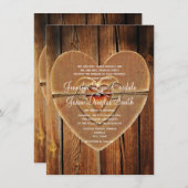 Uitnodiging tot weduwschap in Rustic Country Heart (Voorkant / Achterkant)