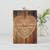 Uitnodiging tot weduwschap in Rustic Country Heart (Staand voorkant)
