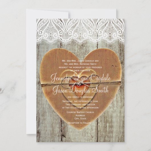 Uitnodiging tot weduwschap in Rustic Country Heart (Voorkant)