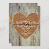 Uitnodiging tot weduwschap in Rustic Country Heart (Voorkant / Achterkant)