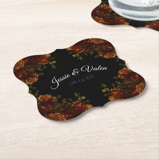 Uitnodiging tot weduwschap in Rustisch Sinaasappel Kartonnen Onderzetters (Gekanteld)