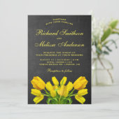 Uitnodiging tot weduwschap met Bright Gele Tulp Fl (Staand voorkant)