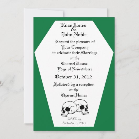 Uitnodiging tot weduwschap met Coffin (Green) (Voorkant)