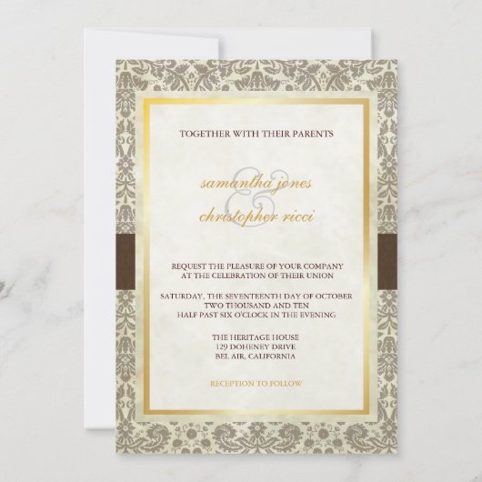 uitnodiging tot weduwschap met een ozonmonogram (Achterkant)