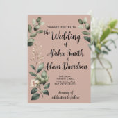 Uitnodiging tot weduwschap met een taupe (Staand voorkant)