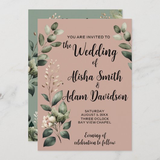 Uitnodiging tot weduwschap met een taupe (Voorkant / Achterkant)