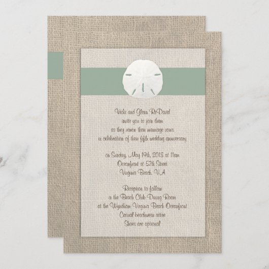 Uitnodiging tot weduwschap met een zanddollar - Pe (Voorkant / Achterkant)