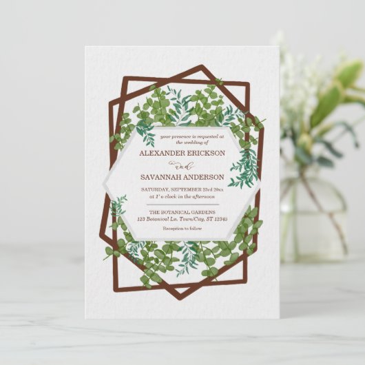 Uitnodiging tot weduwschap met eucalyptus (Staand voorkant)