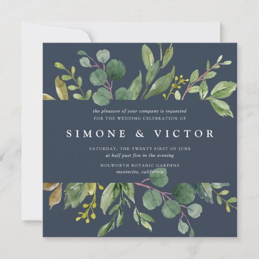 Uitnodiging tot weduwschap met Eucalyptus Grove |  (Voorkant)