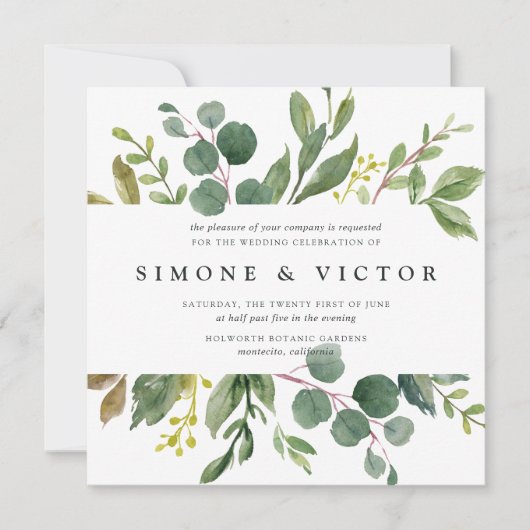 Uitnodiging tot weduwschap met Eucalyptus Grove |  (Voorkant)