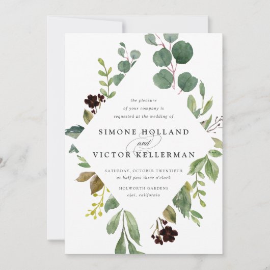 Uitnodiging tot weduwschap met Eucalyptus Grove (Voorkant)