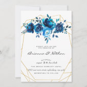 Uitnodiging tot weduwschap met Geometric Blue Alab (Voorkant)