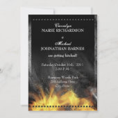 Uitnodiging tot weduwschap met leder en vlammen (Voorkant)