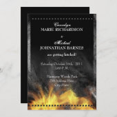 Uitnodiging tot weduwschap met leder en vlammen (Voorkant / Achterkant)