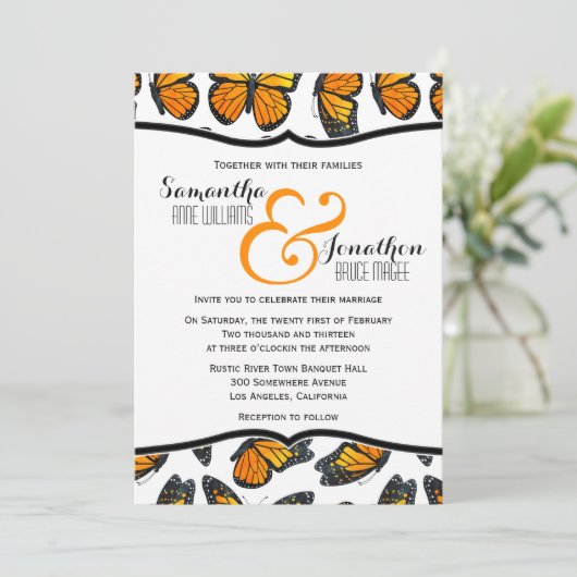 Uitnodiging tot weduwschap met Monarch Butterfly (Staand voorkant)