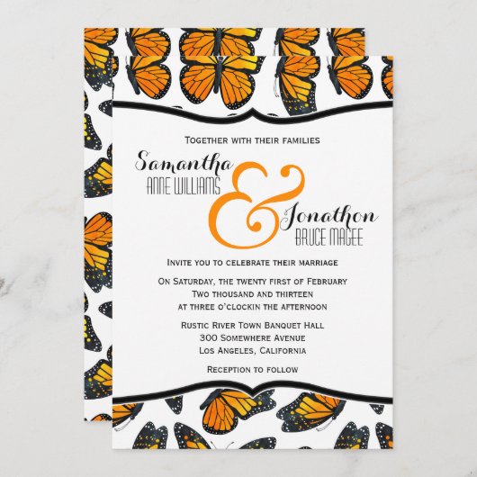 Uitnodiging tot weduwschap met Monarch Butterfly (Voorkant / Achterkant)