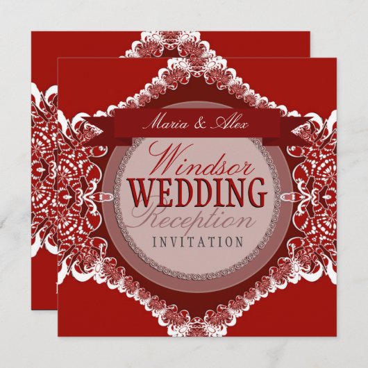 Uitnodiging tot weduwschap met rode en witte triba (Voorkant / Achterkant)