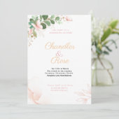  uitnodiging tot weduwschap met roze vlinder (Staand voorkant)