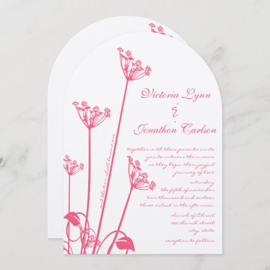 Uitnodiging tot weduwschap met roze wild zwijn (Voorkant / Achterkant)