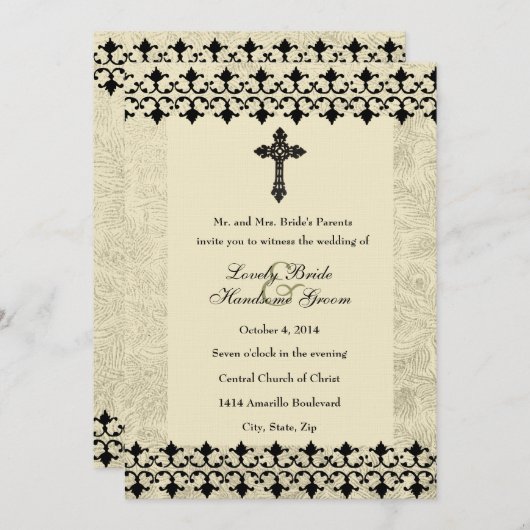 Uitnodiging tot weduwschap met ruw Iron Celtic Cro (Voorkant / Achterkant)