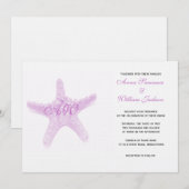 Uitnodiging tot weduwschap met Starfish - roze (Voorkant / Achterkant)