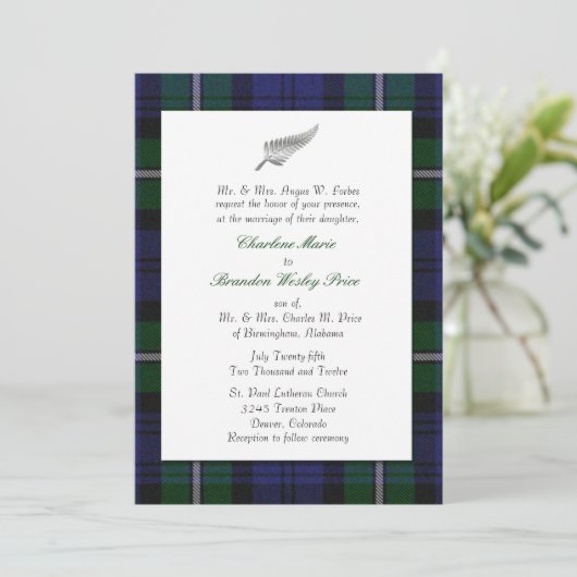 Uitnodiging tot weduwschap met Tartan (Staand voorkant)