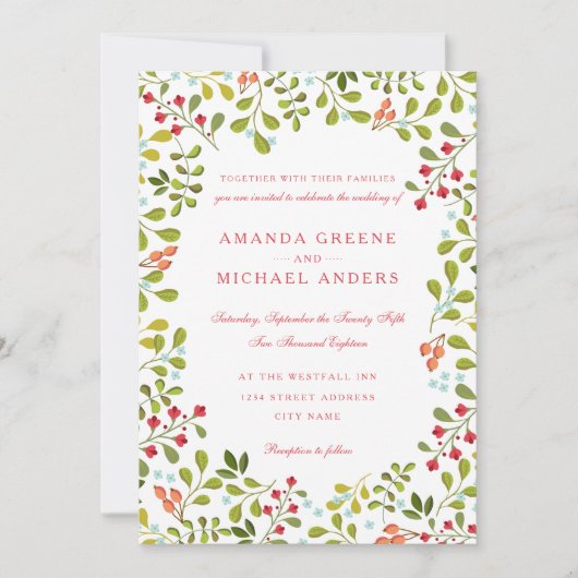 Uitnodiging tot weduwschap met wilde bloemen (Voorkant)