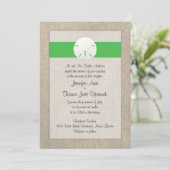 Uitnodiging tot weduwschap met zanddollar - groen (Staand voorkant)